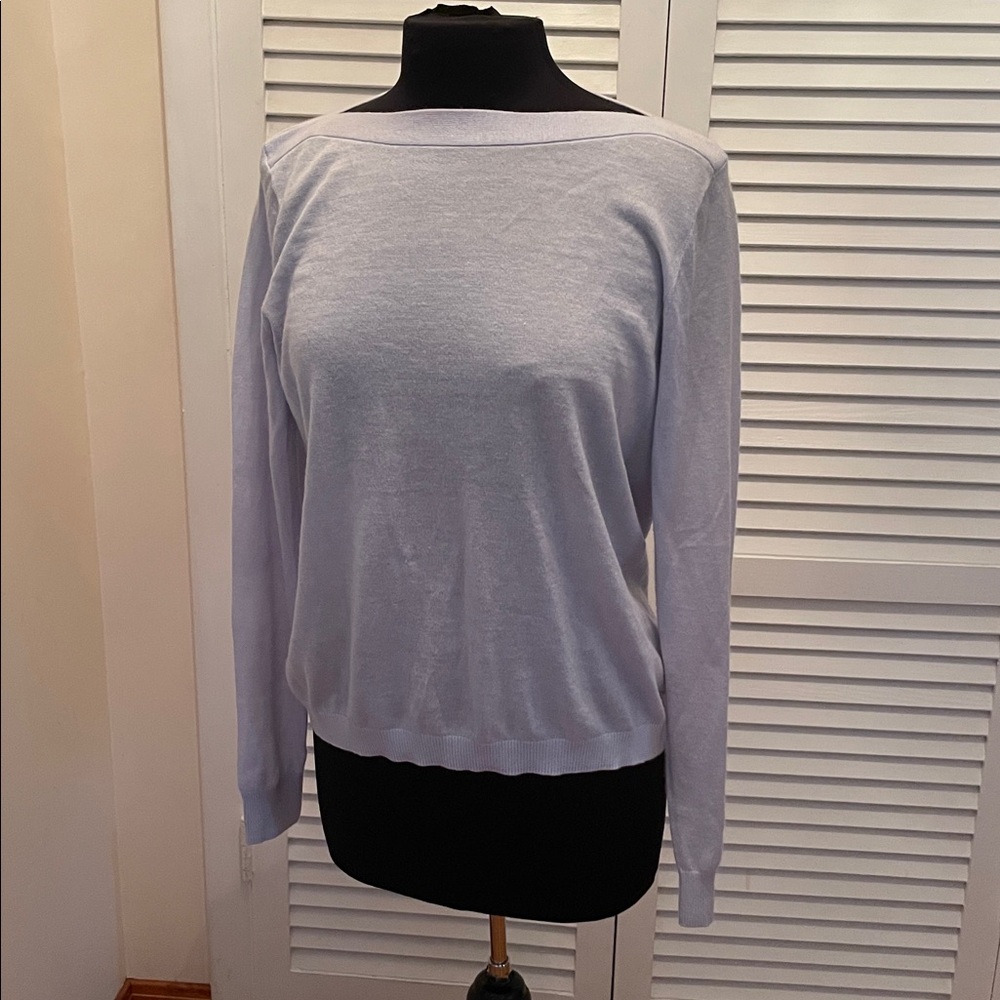 New Nordstrom Signature Light Blue Knit Top cashmere  size M  open back